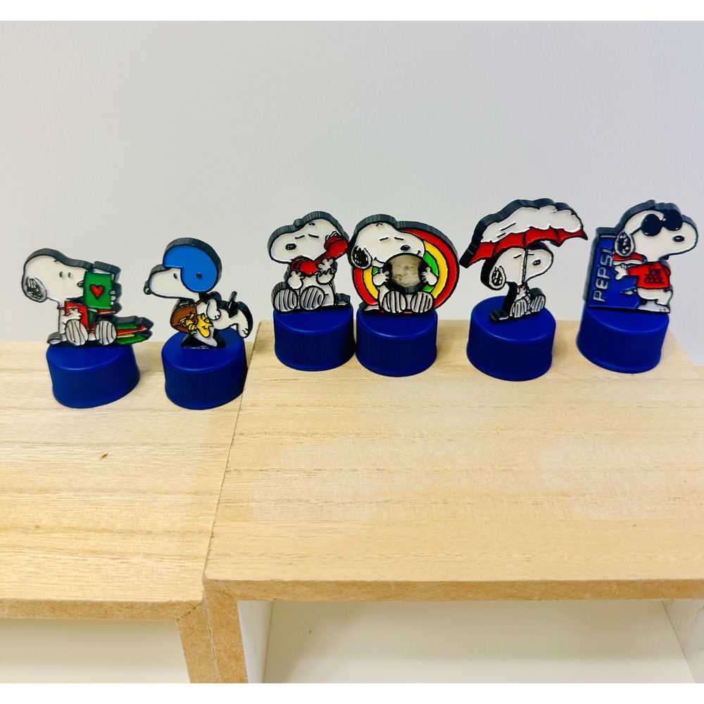 Vintage Snoopy Peanuts Pepsi Bottle Cap Figure Set 6pc Joe Cool Collectibles